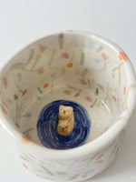 Floral Mochi Couple Capybara Ceramic Cup with Handle