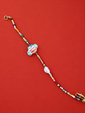 Handmade Pastel Beaded Bracelet with Butterfly Bead and Fresh Water Pearl