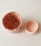Hand-Painted Floral Ceramic Cup with Miniature Dog Lid