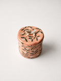 Hand-Painted Floral Ceramic Cup with Miniature Dog Lid