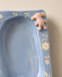 Cai Fan Divider Ceramic Plate Blue Jelly Cat