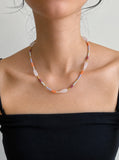 (Ash) Rose Quartz & Freshwater Pearl Seed and Orange Bead Necklace (Copy)
