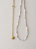 (Kate)Light Blue Seed Bead with  Freshwater Pearl Seed