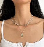 (Leora) Seed Pastel Pink Beads with Rice Fresh Water pearls and Mini Jade Beads Pink Silver