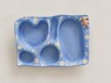 Cai Fan Divider Ceramic Plate Blue Jelly Cat