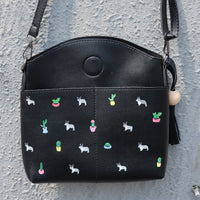 Dogs and Cactus Tassel Ball Bag